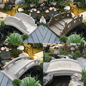 石雕石拱桥庭院景观小石桥石板桥护栏石桥花园装 饰小桥流水石材桥