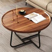 轻奢客厅小户型茶几简约现代家用圆形实木色民宿网红酒店创意圆桌