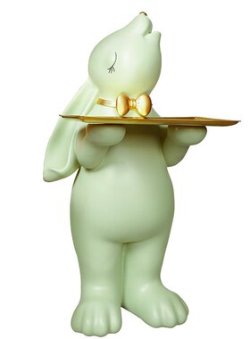 简约轻宾奢落风端托盘绅士兔地摆件厅客餐厅迎大绅士兔Z型装饰品