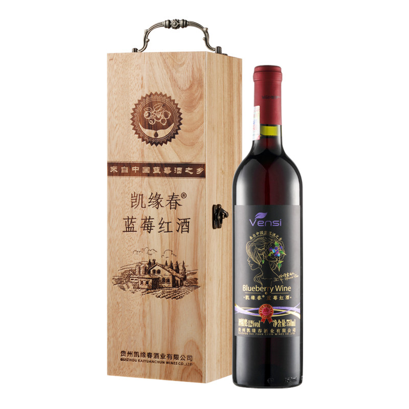 凯缘春蓝莓红酒黑标 男士果酒 12度红酒蓝莓原果发酵