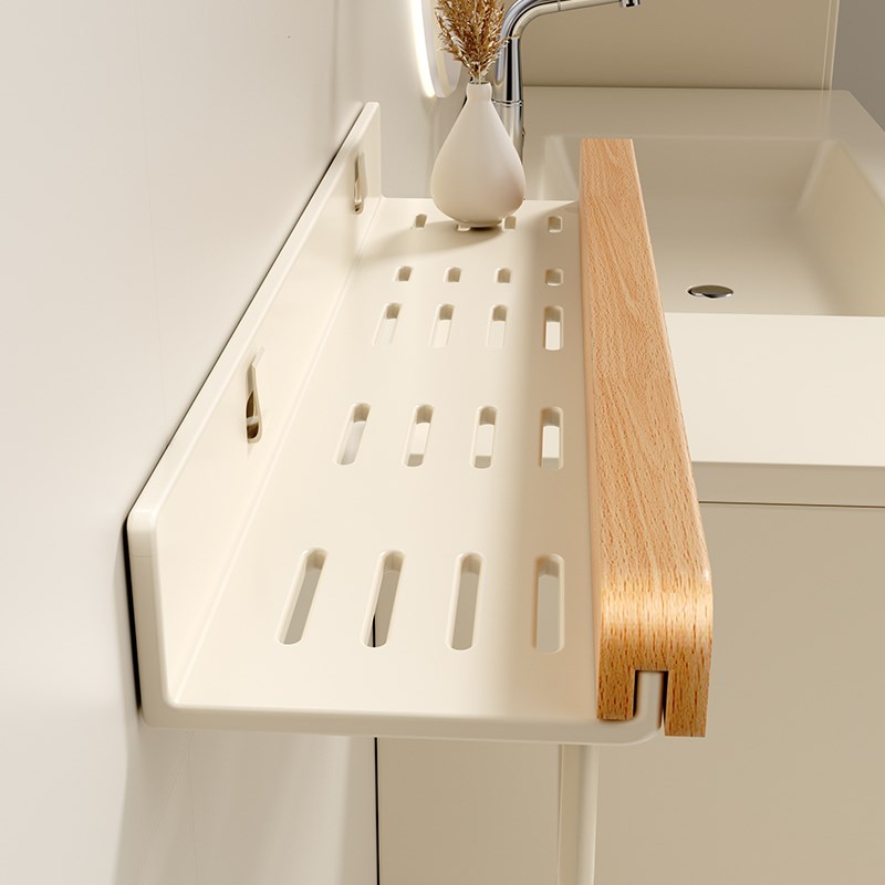 日系原木风浴室卫生间墙上置物架B免打孔壁挂洗手间洗漱台收纳架