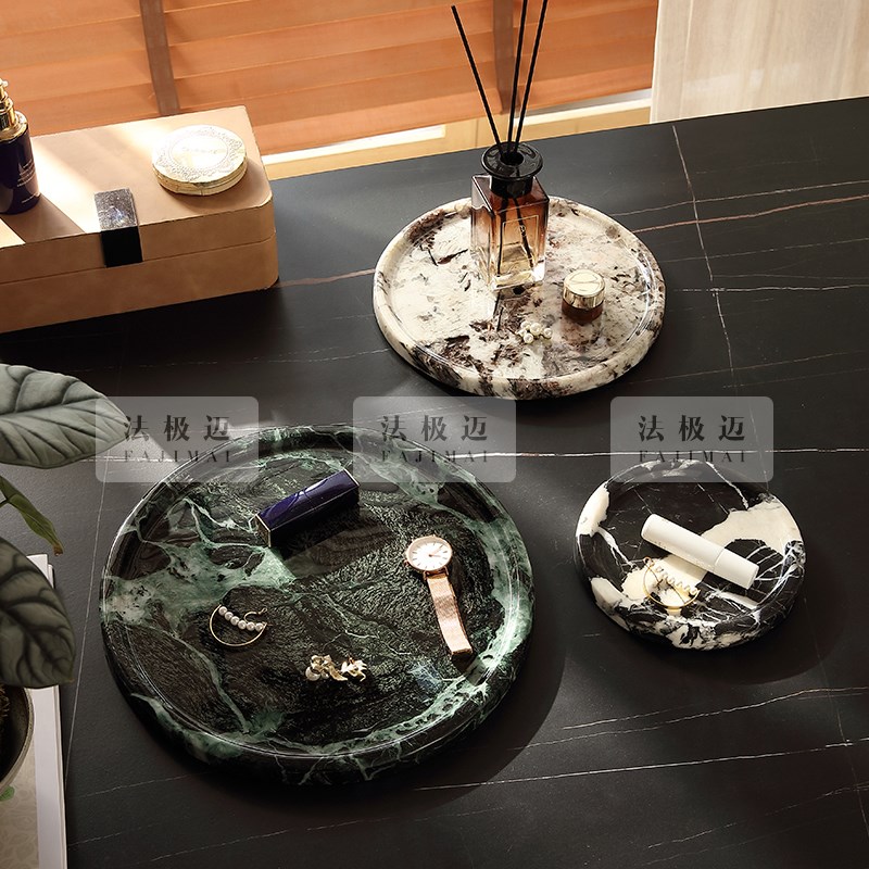 大理石香薰托盘浴室卫生间洗漱y台样板房高级感首饰收纳盘置物果