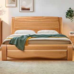 加厚榫卯榉木全实木床现代简约双人主卧大床1米8婚床高端大气原木