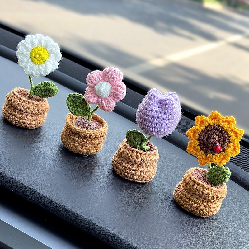 手工向日葵车载摆件汽o车内中控台上装饰用品女士创意个性可爱礼