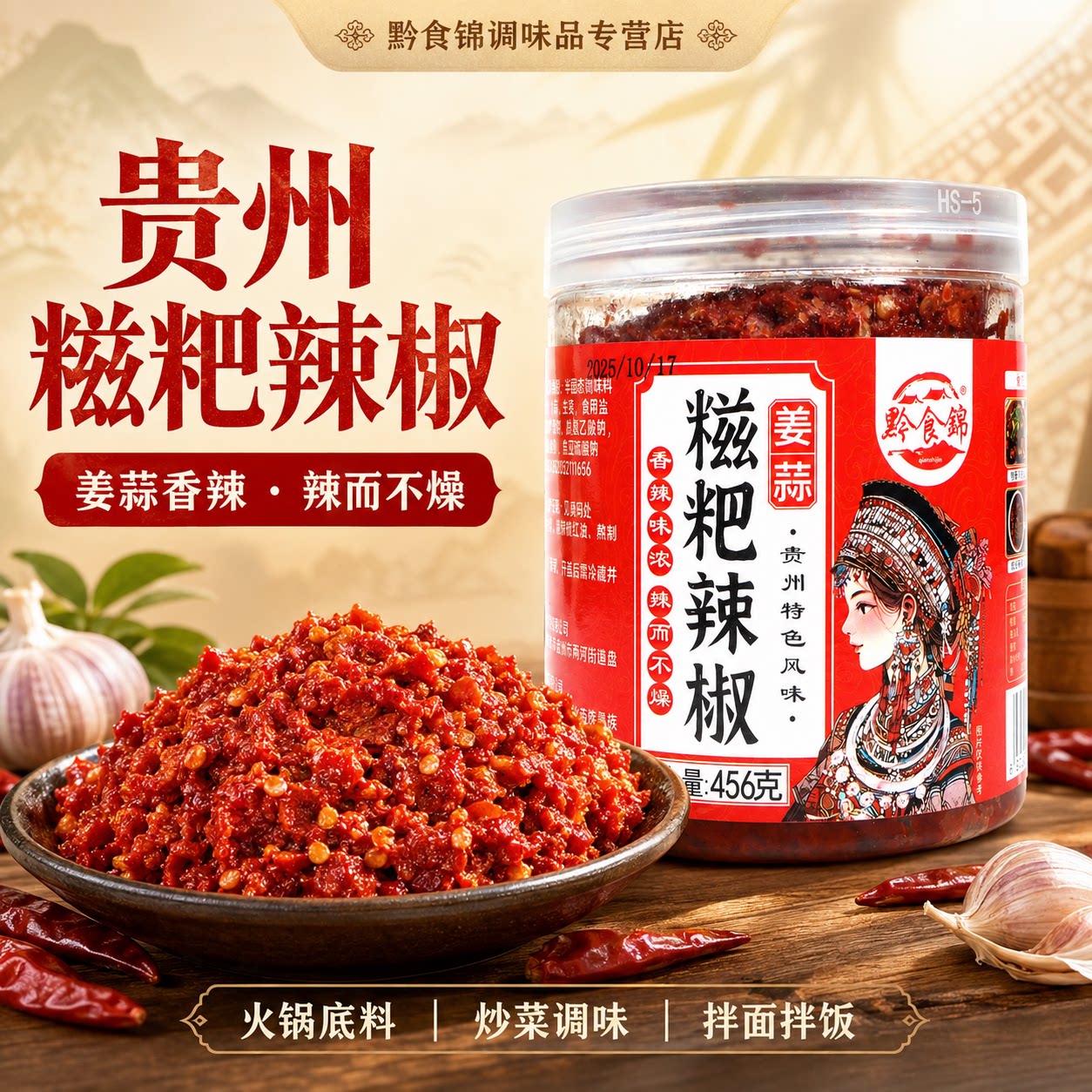 黔食锦贵州糍粑辣椒麻辣干锅炒料