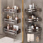 浴室卫生间置物架子免打孔厕所洗手洗漱台墙上三角收纳架洗澡壁挂