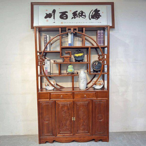 新款1.2米多宝阁博古架复古展示柜置物架书架客厅镂空隔断