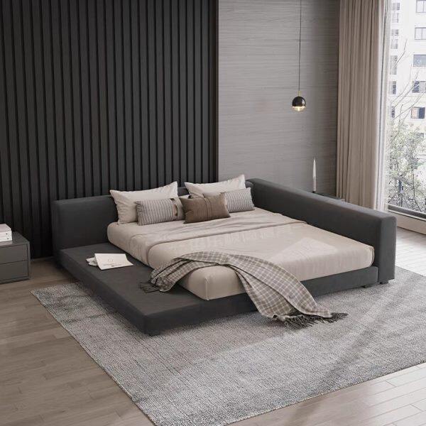 榻榻米床免洗科技布布艺床现代简约主卧2米x2米2大床带扶手护栏床