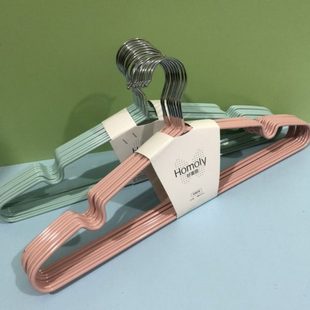 好美丽6056浸胶衣架10支防滑学生彩色实惠装加长加粗40.5cm