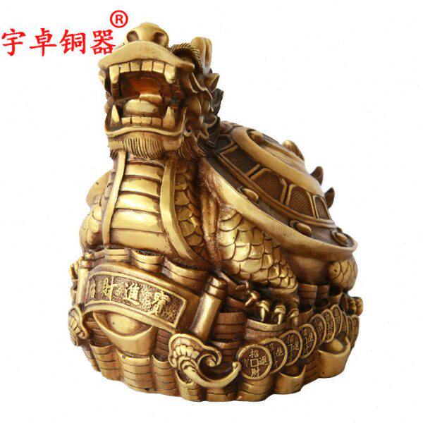 宇卓铜器铜福字龙龟工艺品摆件  纯铜龙龟黄铜龙龟
