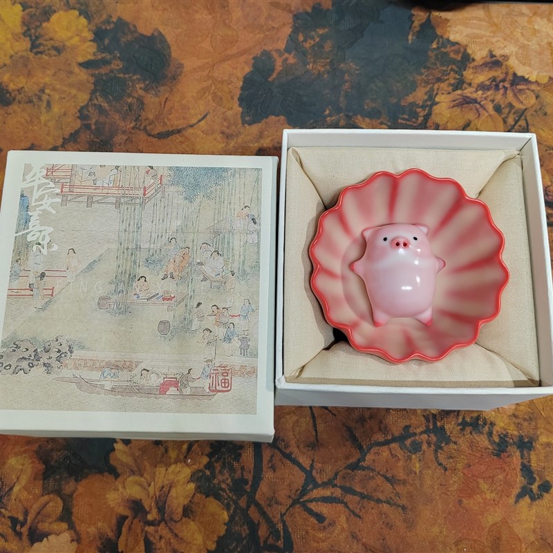 新款创意红土猪油冻莲花加泡泡猪K茶宠开片可养功夫茶具