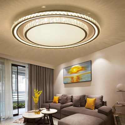 轻奢水晶客厅主灯简约现代家用大气圆形卧室餐厅超亮led吸顶灯具