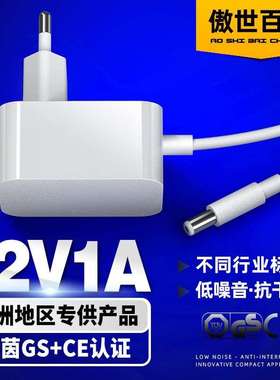 德国欧洲12v1a莱茵gs/ce认证适配器德欧规灯具台灯白色电源适配器