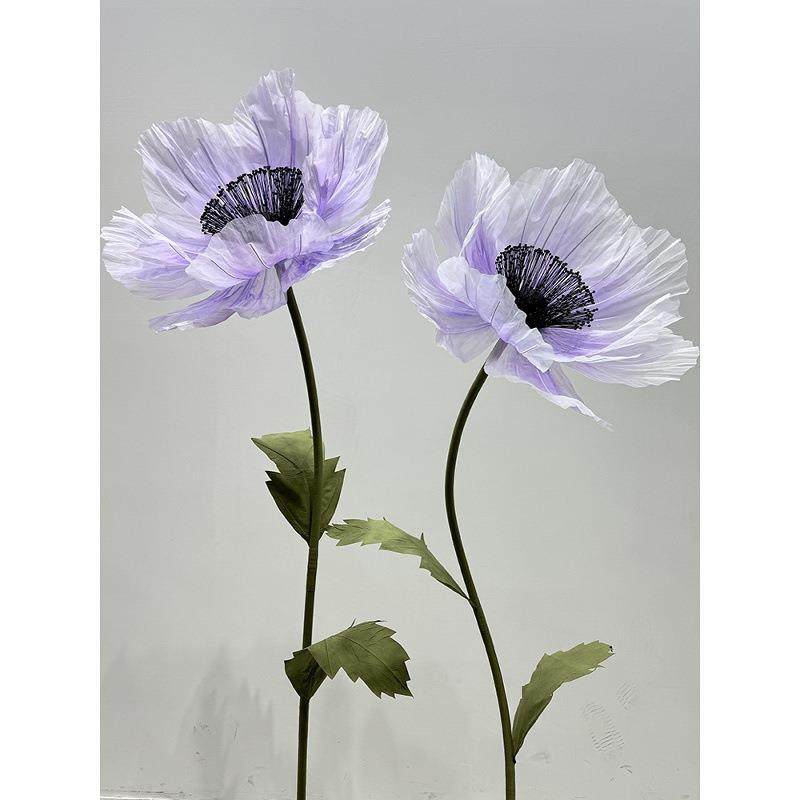 巨型仿真欧根纱银莲花纸艺花婚庆装饰摄影道具美陈打卡立体纸艺花