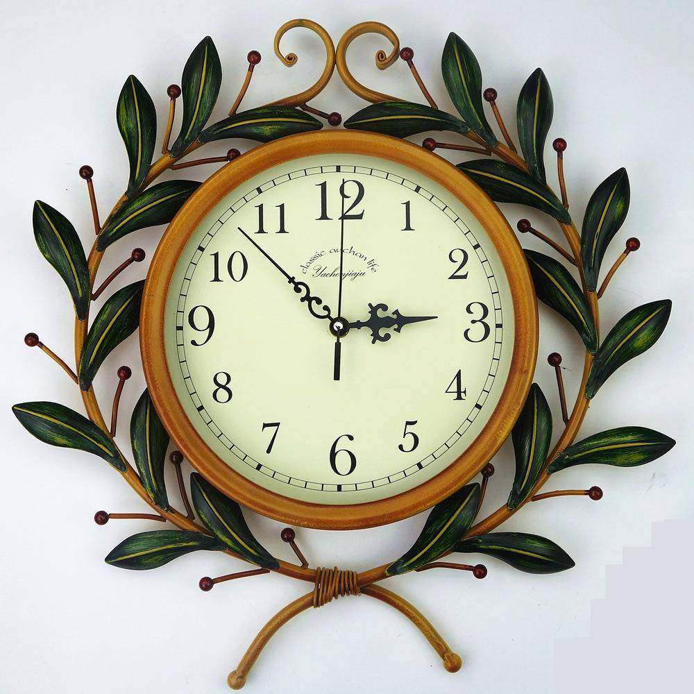 欧美创意田园数字挂钟个性家居装饰橄榄枝挂钟,特色手工艺,其他特色工艺品,淘宝优惠券,粉丝福利购,淘宝优惠卷