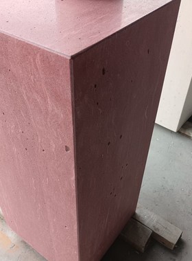 哑光红色洞石大理石底座摆件中z式复古民宿酒店别墅雕塑台花盆摆