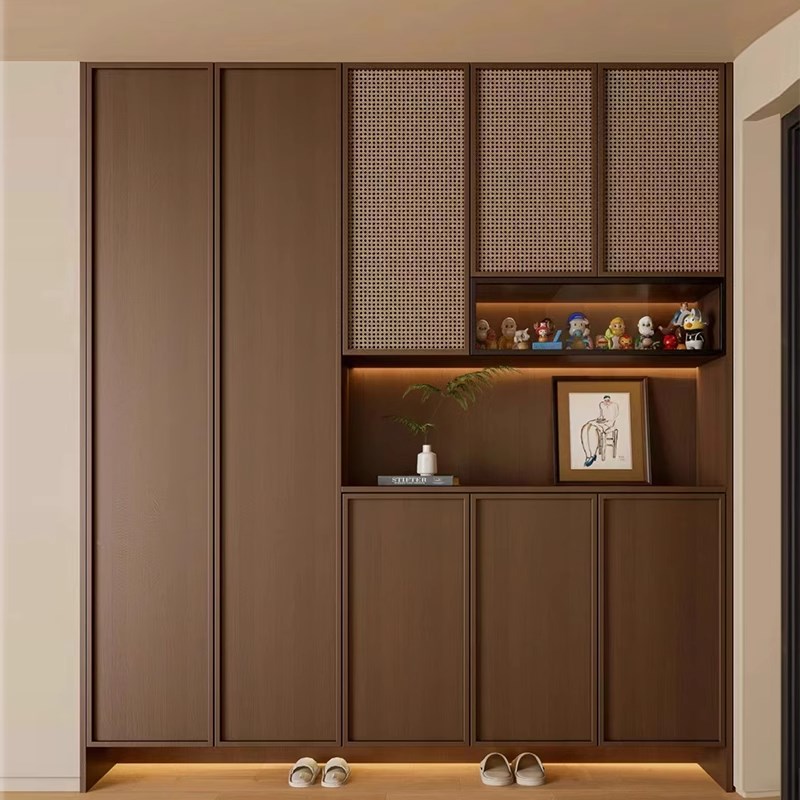 实木藤编门衣柜门折叠门衣帽间门卧室门隔断N门定制玻璃日式推拉