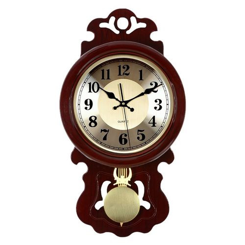 中式报时挂钟客厅复古时钟静音豪华挂表创意木摇摆中国风钟表大号