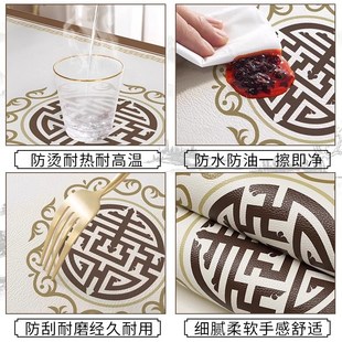 新中式国风正方形八仙桌四方型桌垫80x80茶几餐桌布防水防油皮革