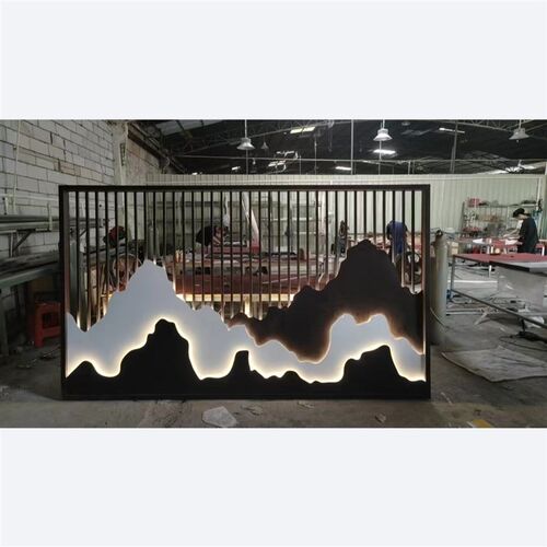 不锈钢屏风假山金属背景墙景观新中式户外别N墅庭院园林影壁墙定