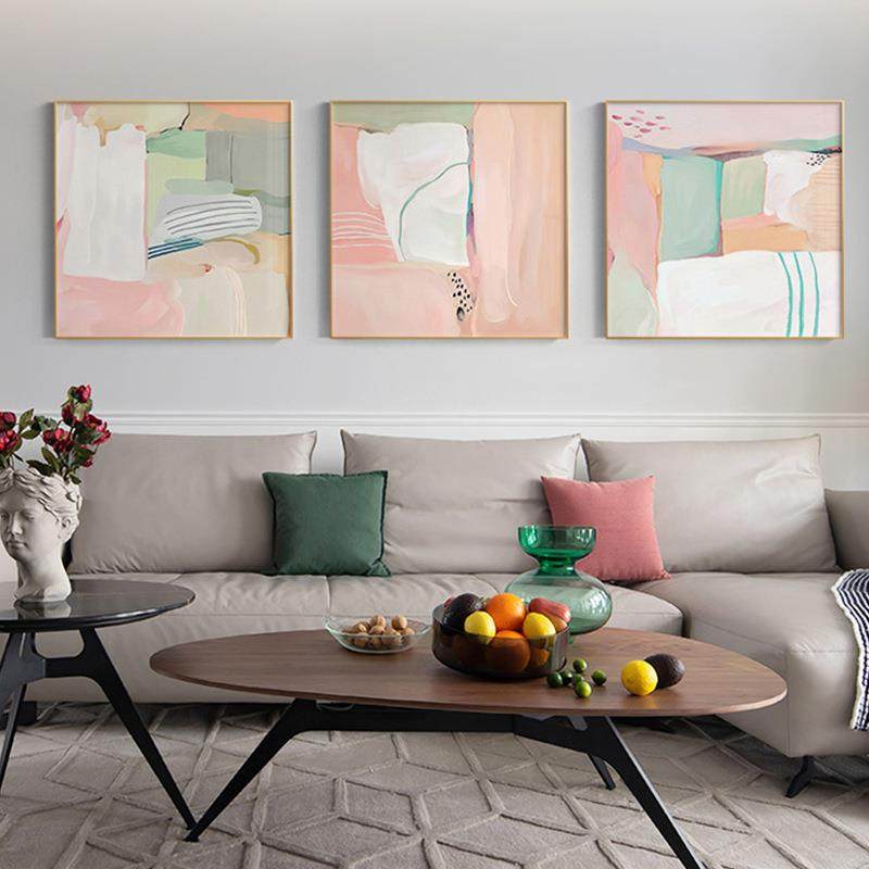 现代简约粉色抽象画沙发背景装饰画北欧风格客厅餐厅方形挂画,生活电器,缝纫机配件,淘宝优惠券,粉丝福利购,淘宝优惠卷