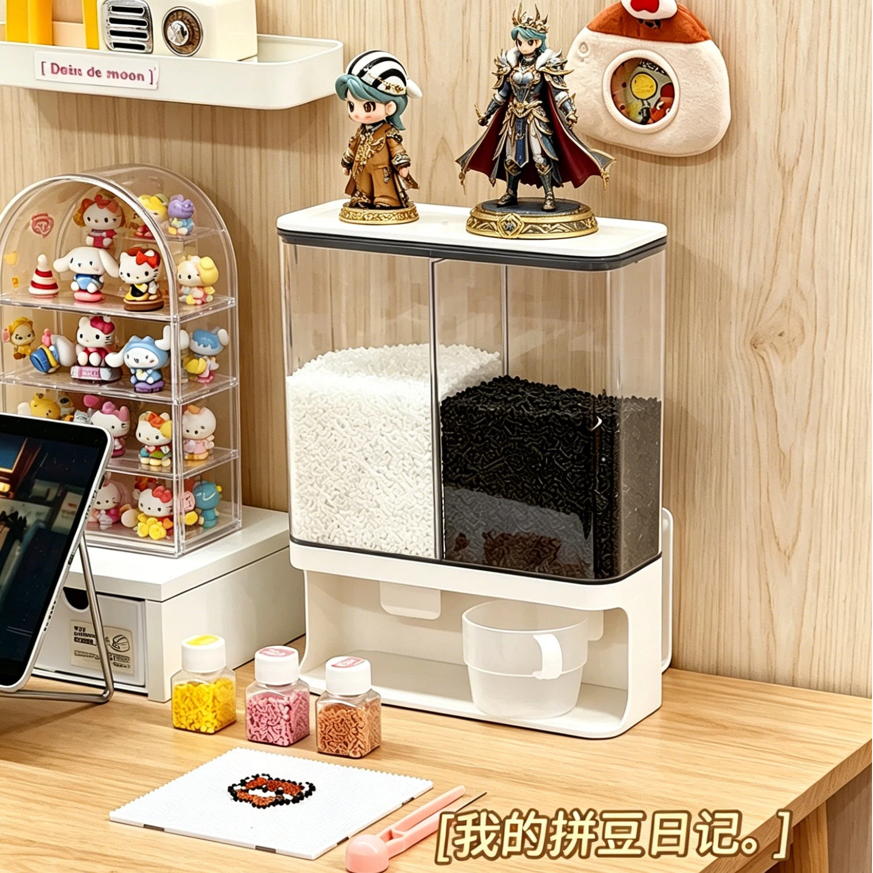 拼豆收纳盒免打孔壁挂式透明分装盒大容量材料罐塑料拼豆店整理盒