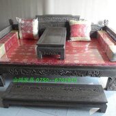 合鸿红木家具鸡翅木罗汉床 炕床实木床 狮子罗汉床实木床仿古中式