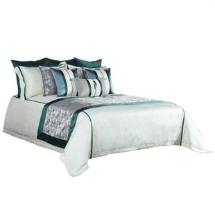 样板间床品新中式 床上用品 绿色系13件套床上用品别墅展厅软装