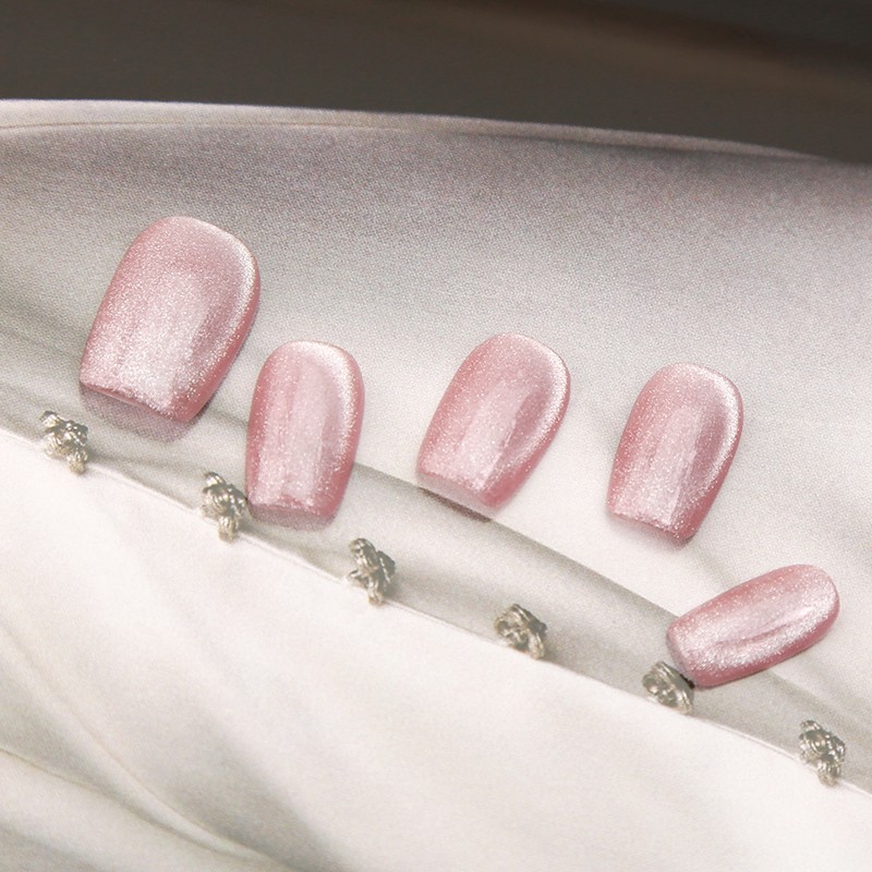 【蜜桃砂糖玻璃珠】纯手工穿戴甲晶石猫眼显白高级感流行色夏季粉