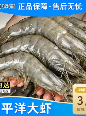 超大海虾冠鲜行动太平洋大虾厄瓜多尔盐冻白虾2030规格1500G/盒