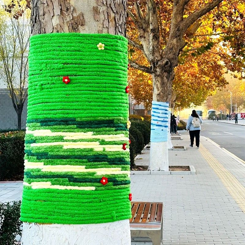 大树针织围巾大树毛衣编织装饰幼儿园环创美工区diy布置材料毛线