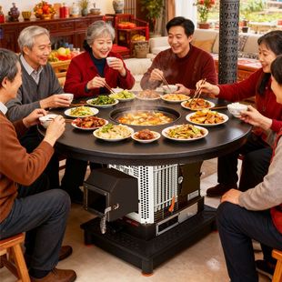 特厚地烟道烤火炉地排烟气化炉柴煤两用无烟家用柴火炉农村取暖炉