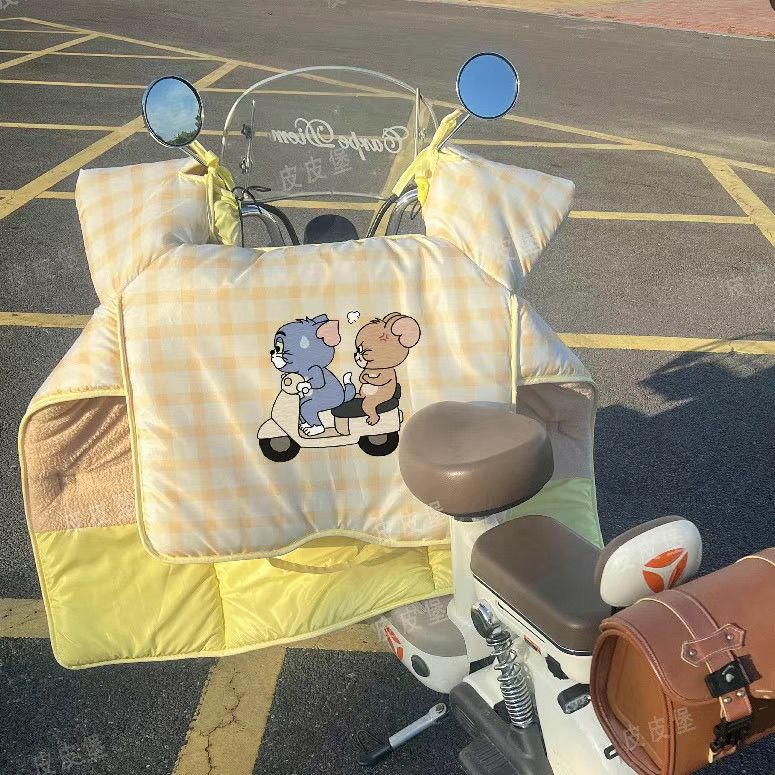 挡风加绒加厚电瓶车电动车防水防风防寒保暖挡风被冬季方格超厚