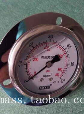 不锈钢60KG耐震压力表G1/4铜接头60公斤油压表800PSI860PSI