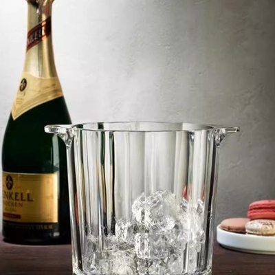 nude进口水晶玻璃冰桶酒吧KTV冰块桶家用宴会双耳加厚冰桶送威杯