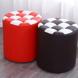 客厅小凳子圆皮凳子创意时尚沙发凳茶几凳实木家用小板凳矮凳皮墩