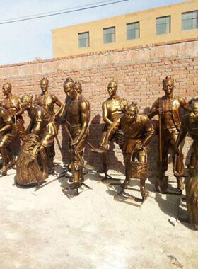 定制陶土泥塑雕像定做玻璃钢客厅招财农耕人物塑像艺术品雕塑摆件