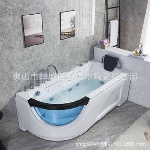 家用亚克力浴缸成人冲浪按摩浴盆恒温加热弧形浴池1.4米 1.7米