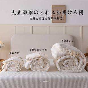 蓬松 抗菌大豆被A类全棉柔软仿鹅绒被子单双人床棉被春秋被夏被