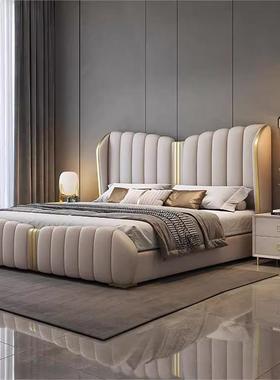YLXB03#真皮床双人主卧大床现代2024新款1米8x2米软包意式轻