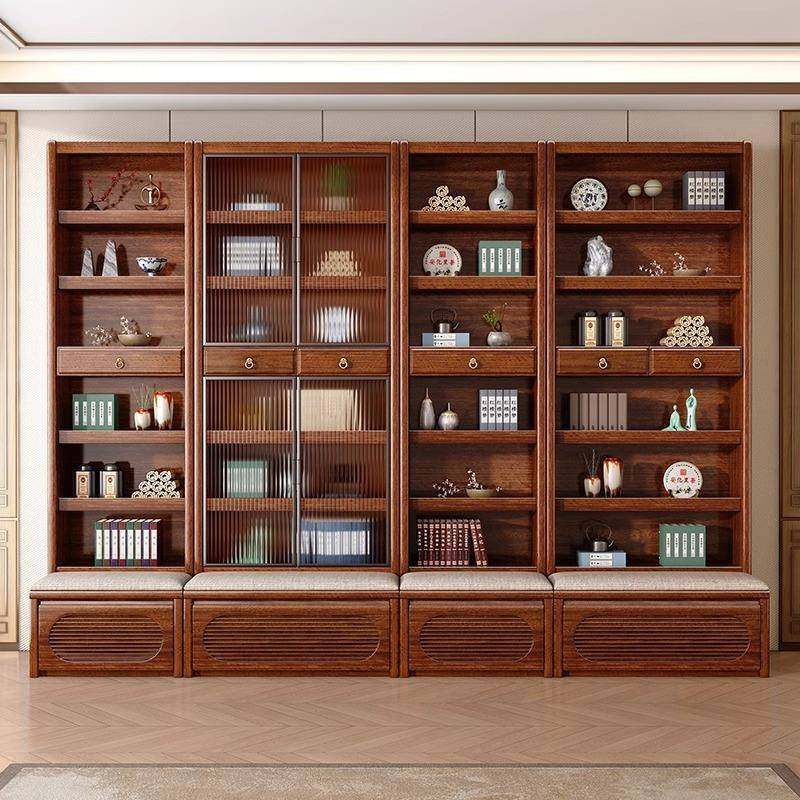 胡桃木书柜实木带玻璃门客厅组合一体整墙落地书架展示储物收纳,清洗/食品/商业设备,风口/风叶/风机配件,淘宝优惠券,粉丝福利购,淘宝优惠卷
