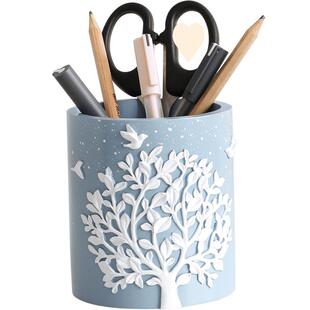 简约笔盒创意书房桌面收纳笔筒可爱装饰摆件儿童可爱北欧笔插架桶