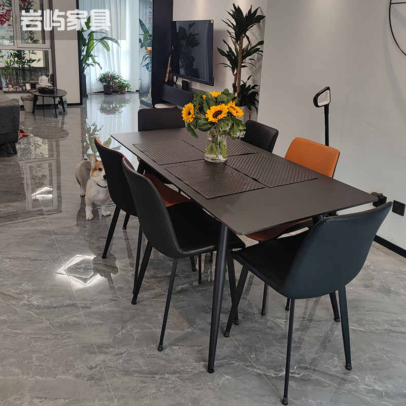 现代极简餐桌家用小户型长方形1.4M餐桌椅纯黑色岩板饭桌简约网红,住宅家具,岩板餐桌,淘宝优惠券,粉丝福利购,淘宝优惠卷