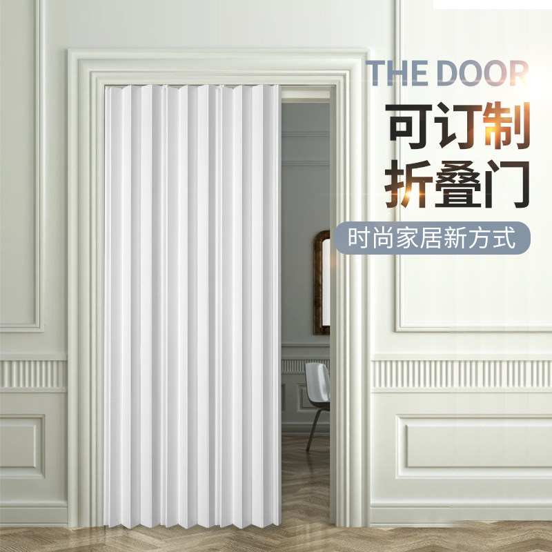 PVC折叠门免打孔免安装开放式厨房开通燃气临时门推拉门隔断门