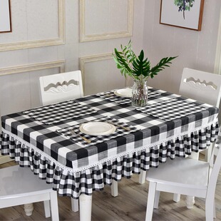 2020年新款 桌罩长方形餐桌布棉麻桌子套家用格子茶几套罩桌裙台裙