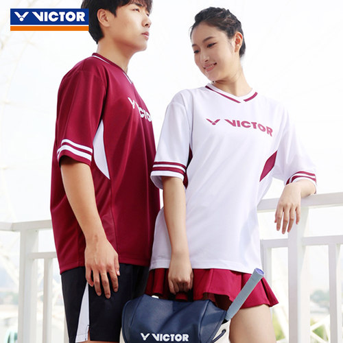正品victor胜利威克多羽毛球服男女款短袖速干训练运动球服T50036