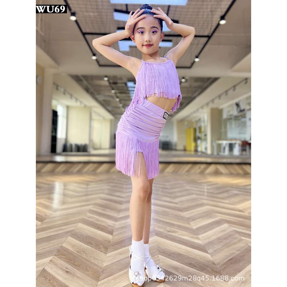 高级拉丁舞练功服女专业儿童表演出服装少儿吊带流苏裙拉丁舞服夏