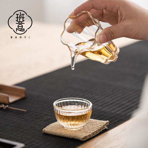花型玻璃公杯高硼硅耐高温分茶器花蕊造型茶海功夫茶具鹰嘴公道杯