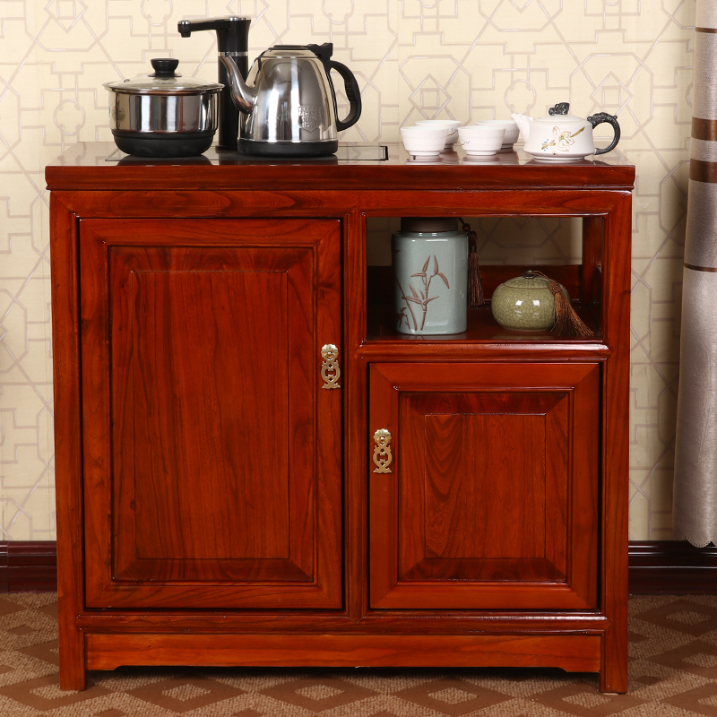 中式实木茶水柜榆木小茶柜储物柜客厅餐边柜茶台边柜办公室水桶柜