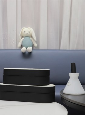 现代简约创意马毛皮革收纳盒摆件卧室客厅样板房电视柜家居装饰品